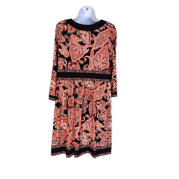 INC International Concepts Womens Red Black Print V Neck Knee Length Dress Sz 1X - Picture 4 of 6